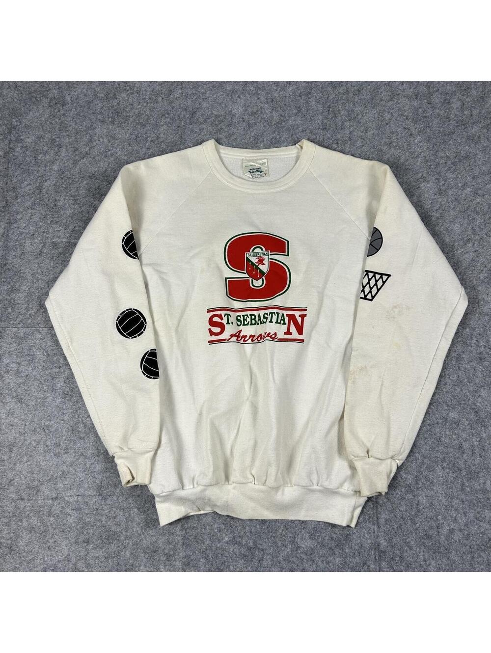 Vintage 1980s St. Sebastian Arrows Basketball Crewneck Sweatshirt Size Medium